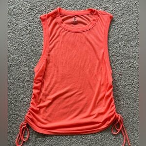 NWOT Free People Bright Orange Tank with Ruched Sides Size Small